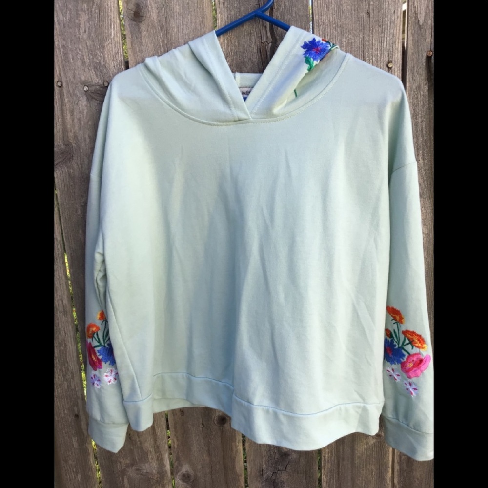 Crave Fame Mint Long Sleeve Hoodie W/Embroidery